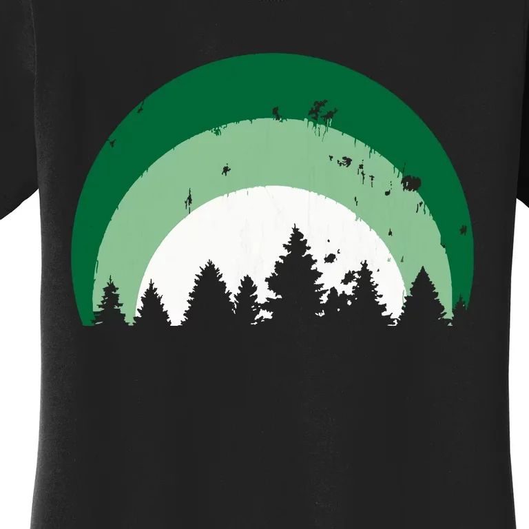 Forest Of Evergreen Tree Silhouette Distressed Trees Lover Women's T-Shirt