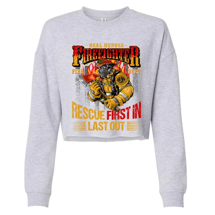 Firefighting Outfit For Fire Rescue Departt Fire Gift Cropped Pullover Crew