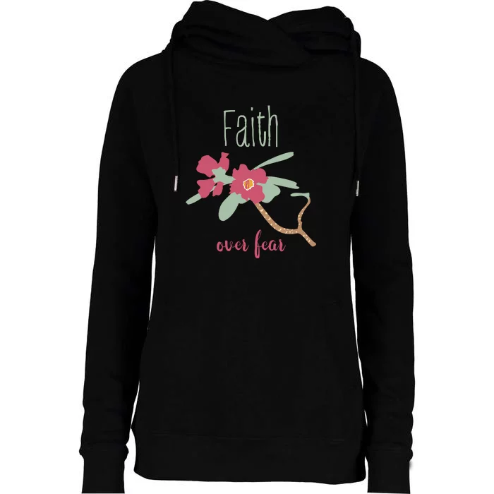 Faith Over Fear Christian Womens Funnel Neck Pullover Hood