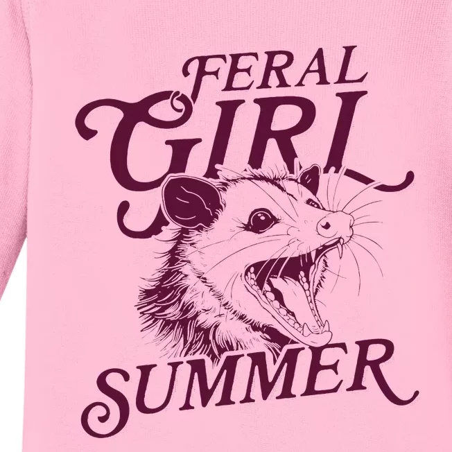 Funny Opossum Feral Girl Summer Baby Long Sleeve Bodysuit