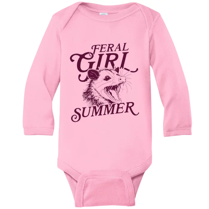 Funny Opossum Feral Girl Summer Baby Long Sleeve Bodysuit