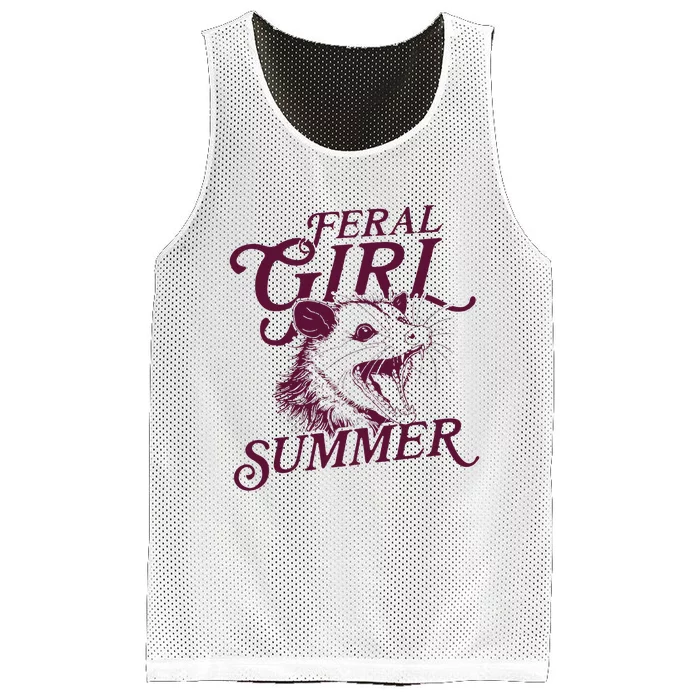 Funny Opossum Feral Girl Summer Mesh Reversible Basketball Jersey Tank