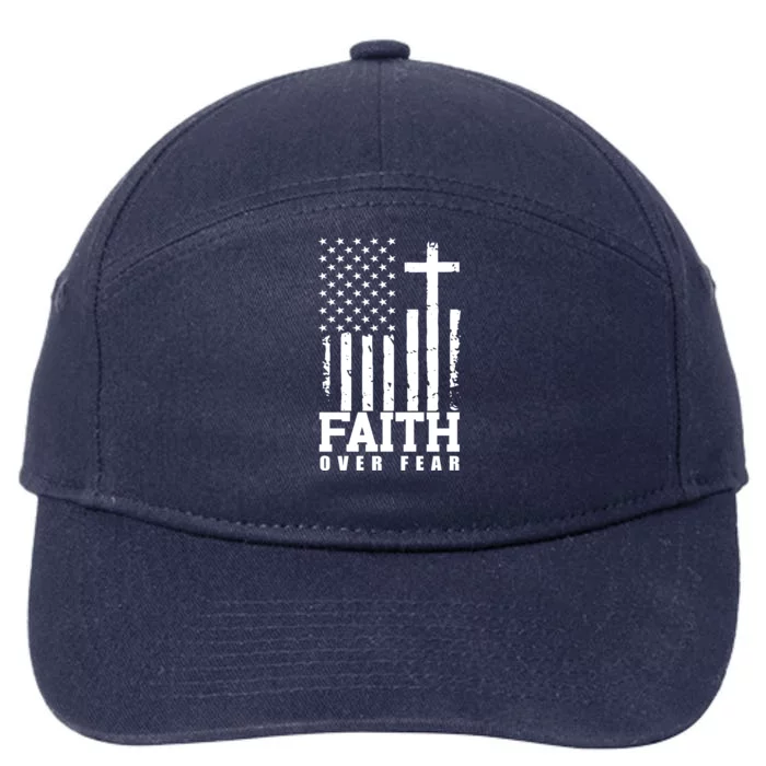 Faith Over Fear American Flag Cross 7-Panel Snapback Hat