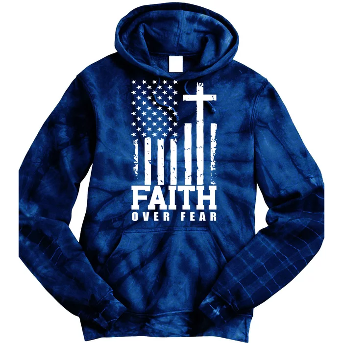 Faith Over Fear American Flag Cross Tie Dye Hoodie