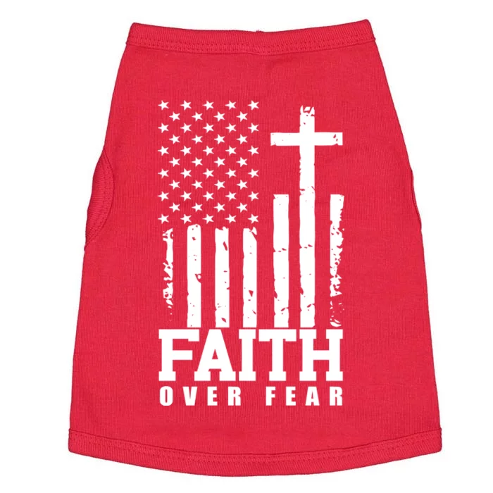 Faith Over Fear American Flag Cross Doggie Tank