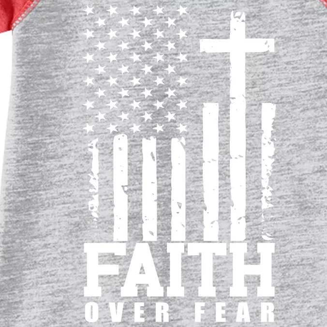 Faith Over Fear American Flag Cross Infant Baby Jersey Bodysuit