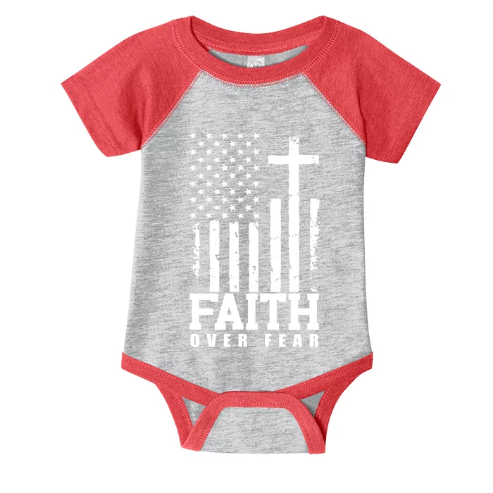 Faith Over Fear American Flag Cross Infant Baby Jersey Bodysuit