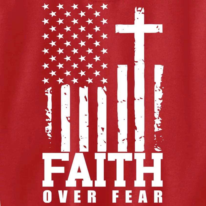 Faith Over Fear American Flag Cross Kids Sweatshirt