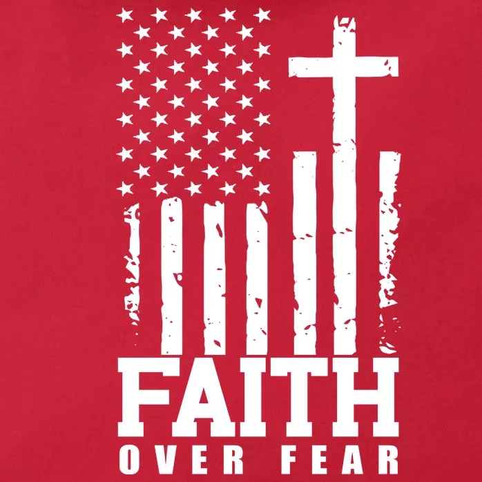 Faith Over Fear American Flag Cross Zip Tote Bag