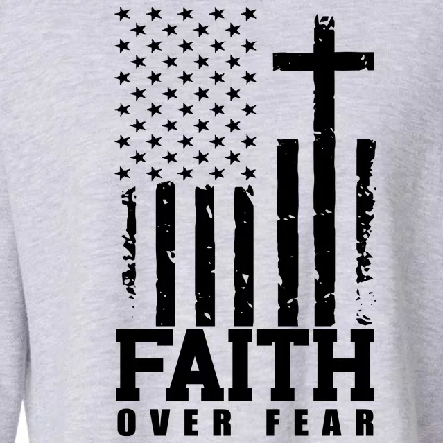 Faith Over Fear American Flag Cross Cropped Pullover Crew