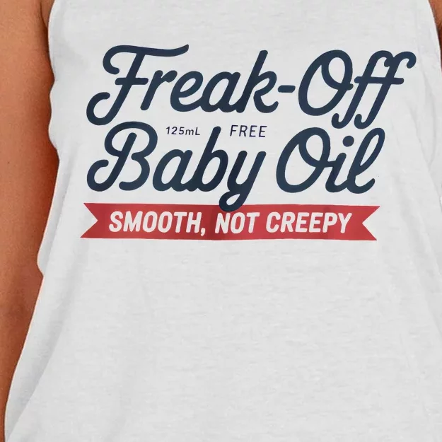 Freak Off Free Baby Oil Funny Halloween Women's Knotted Racerback Tank