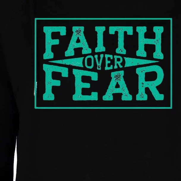 Faith Over Fear Bold Christian Inspirational Typography Womens Funnel Neck Pullover Hood