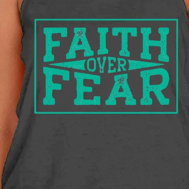 Faith Over Fear Bold Christian Inspirational Typography Women's Knotted Racerback Tank