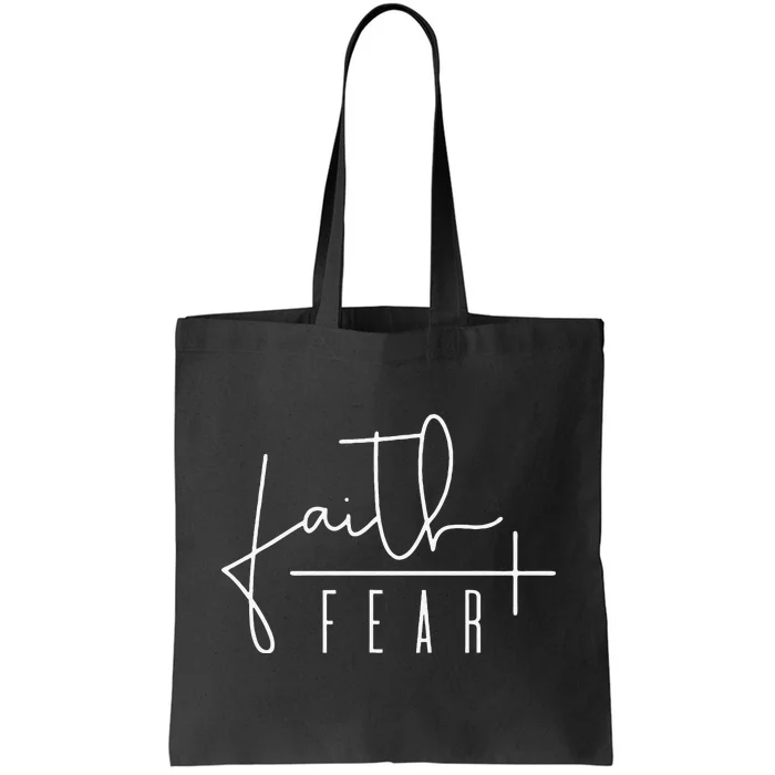 Faith Over Fear Leopard Letters Christian Faith Cross Tote Bag