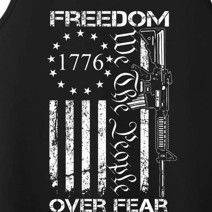 Freedom Over Fear Pro Gun USA Flag 2nd Amendment Performance Tank