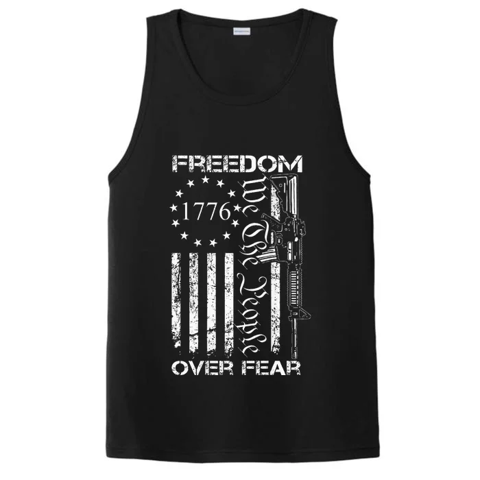 Freedom Over Fear Pro Gun USA Flag 2nd Amendment Performance Tank