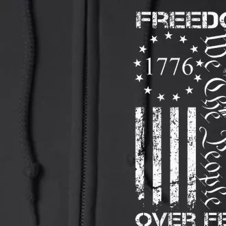 Freedom Over Fear Pro Gun USA Flag 2nd Amendment Full Zip Hoodie