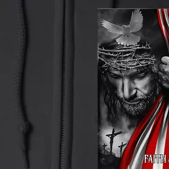 Faith Over Fear God Jesus Christian Flag Funny 4th Of July Full Zip Hoodie