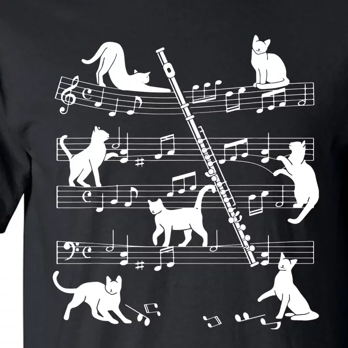 Flautist Or Flutist Cats For Cat Loving Flute Player Tall T-Shirt