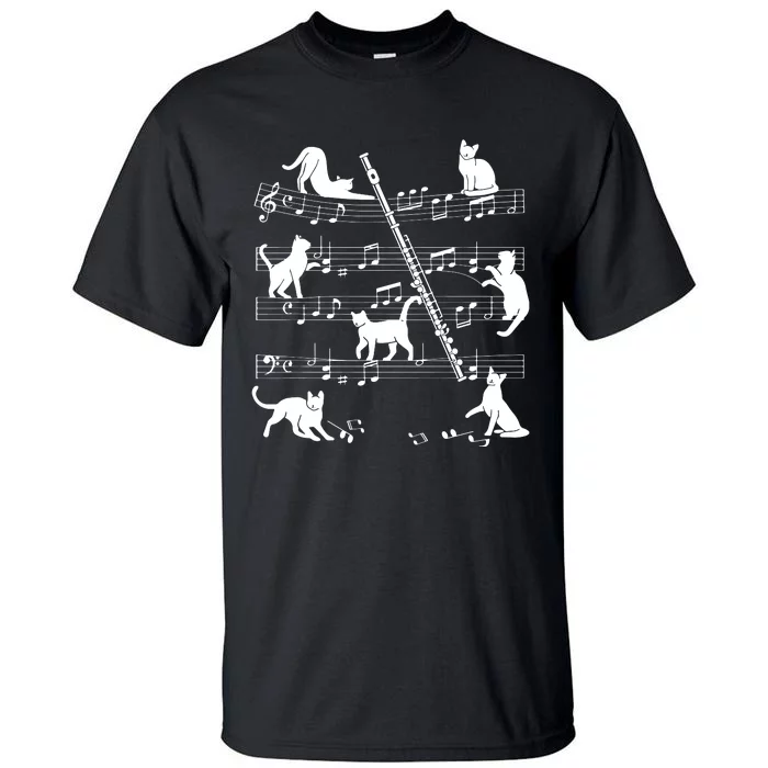 Flautist Or Flutist Cats For Cat Loving Flute Player Tall T-Shirt