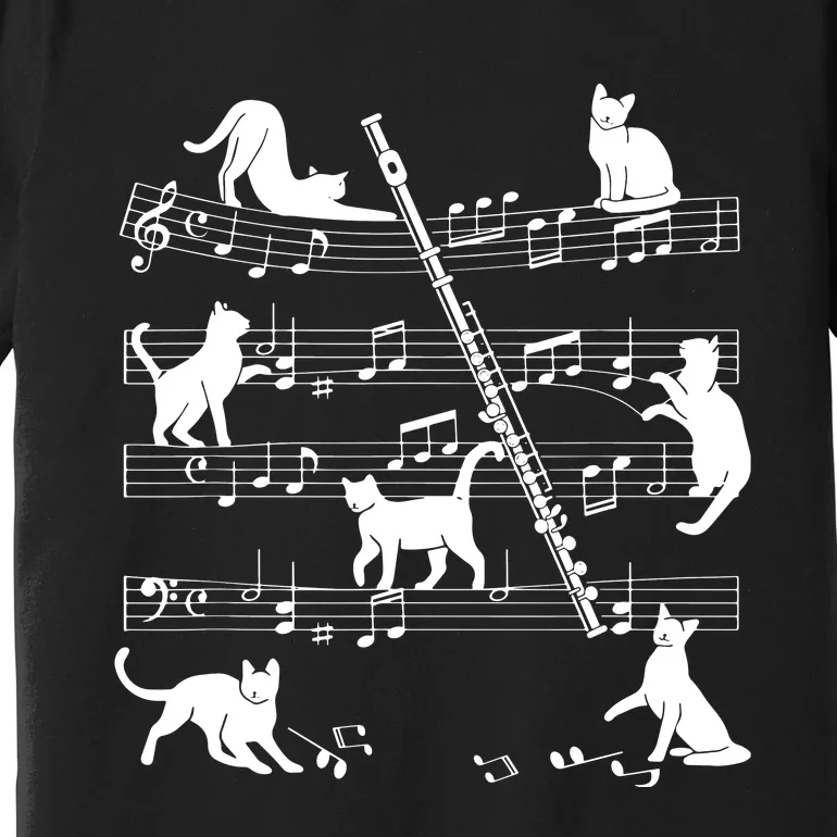 Flautist Or Flutist Cats For Cat Loving Flute Player Premium T-Shirt