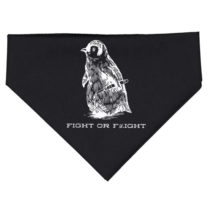 Fight Or Flight Funny Penguin Pun Fight Or Flight Meme USA-Made Doggie Bandana