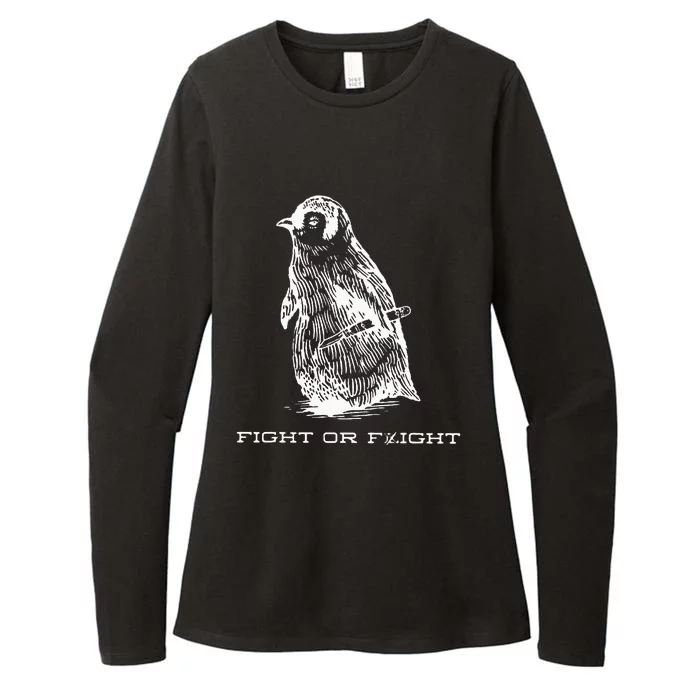 Fight Or Flight Funny Penguin Pun Fight Or Flight Meme Womens CVC Long Sleeve Shirt