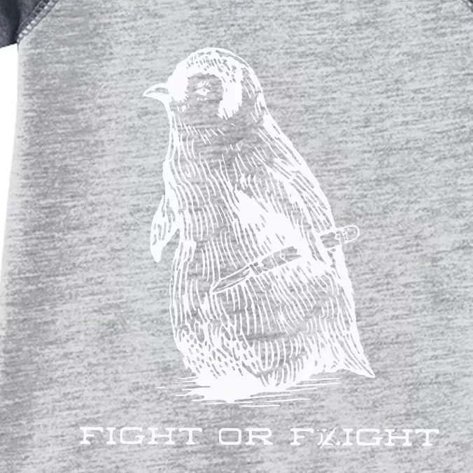 Fight Or Flight Funny Penguin Pun Fight Or Flight Meme Infant Baby Jersey Bodysuit