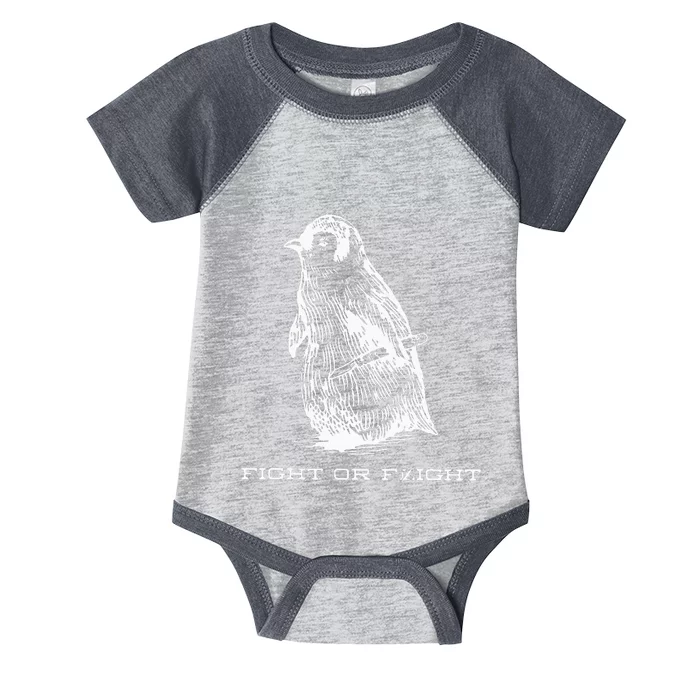 Fight Or Flight Funny Penguin Pun Fight Or Flight Meme Infant Baby Jersey Bodysuit