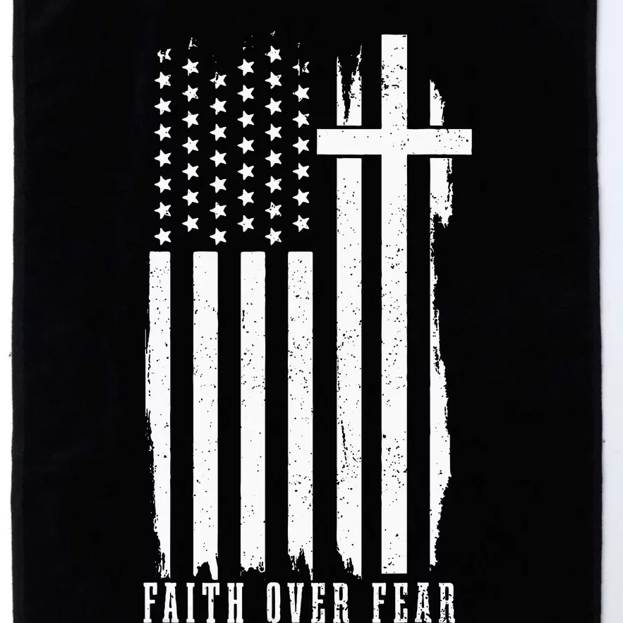 Faith Over Fear American Flag Jesus Patriotic Christian Platinum Collection Golf Towel