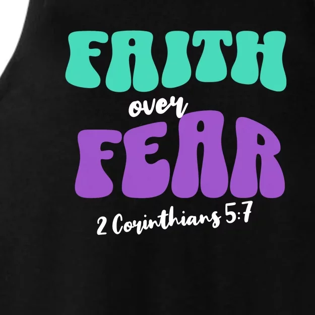 Faith Over Fear Christian Motivational Ladies Tri-Blend Wicking Tank