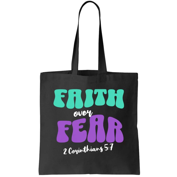 Faith Over Fear Christian Motivational Tote Bag