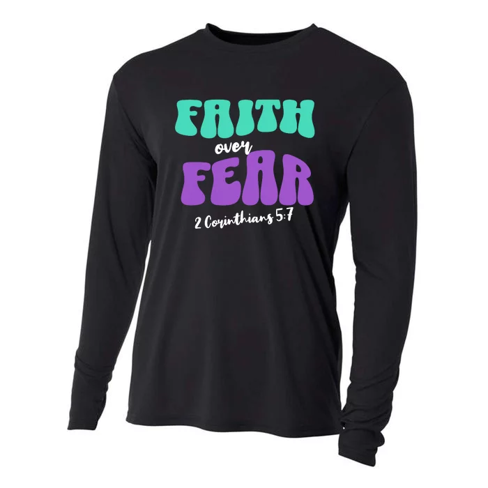 Faith Over Fear Christian Motivational Cooling Performance Long Sleeve Crew