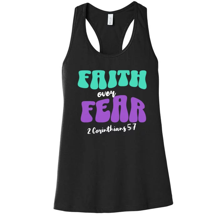 Faith Over Fear Christian Motivational Women's Racerback Tank