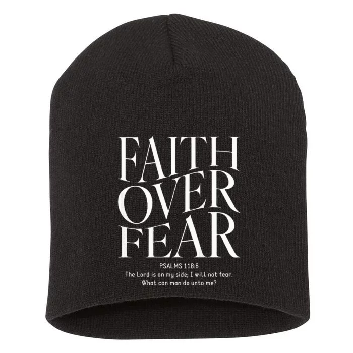 Faith Over Fear Christian Short Acrylic Beanie