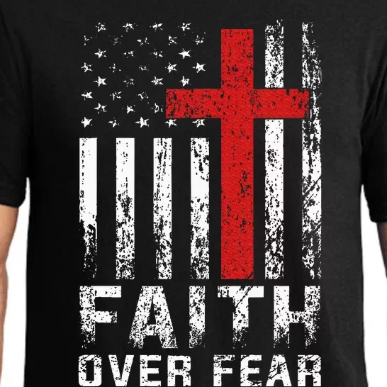 Faith Over Fear Christian American Flag Pajama Set