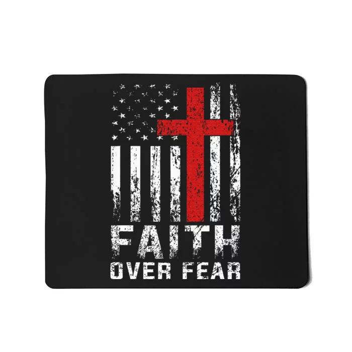 Faith Over Fear Christian American Flag Mousepad