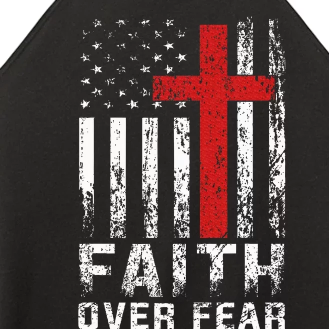 Faith Over Fear Christian American Flag Women’s Perfect Tri Rocker Tank