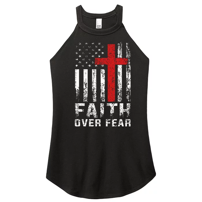 Faith Over Fear Christian American Flag Women’s Perfect Tri Rocker Tank