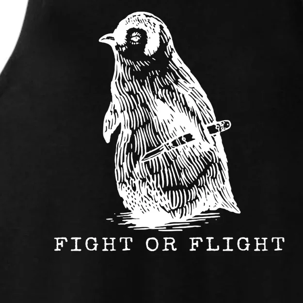 Fight Or Flight Funny Penguin Meme Ladies Tri-Blend Wicking Tank