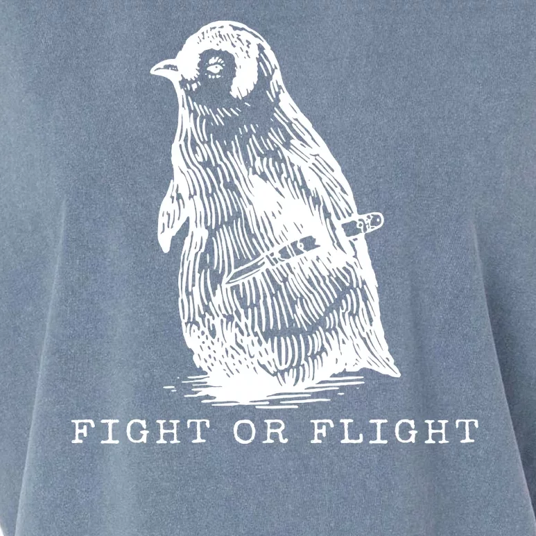 Fight Or Flight Funny Penguin Meme Garment-Dyed Women's Muscle Tee