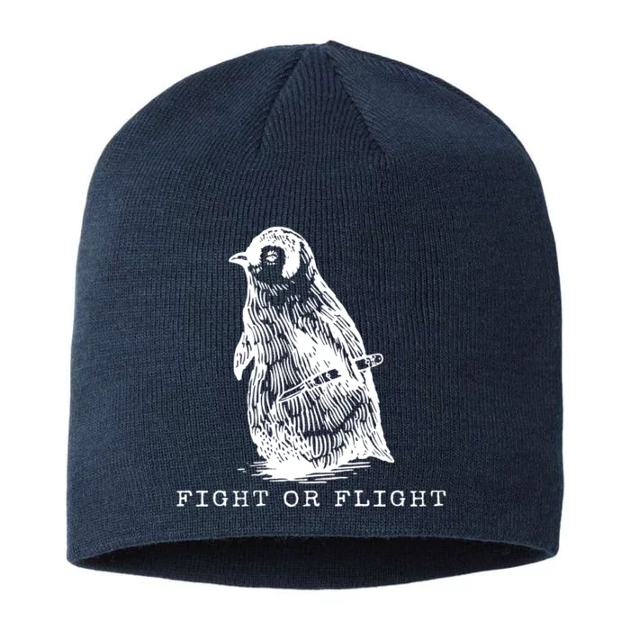 Fight Or Flight Funny Penguin Meme 8 1/2in Sustainable Knit Beanie