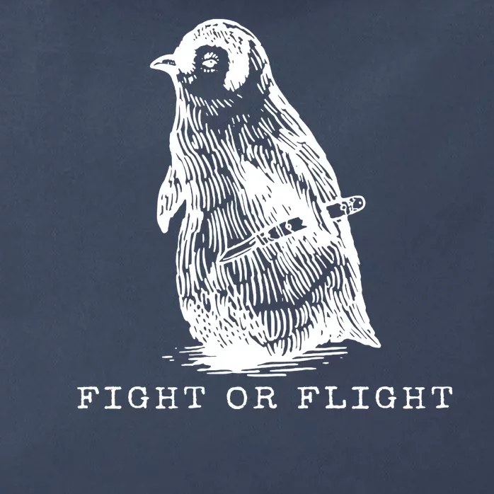 Fight Or Flight Funny Penguin Meme Zip Tote Bag