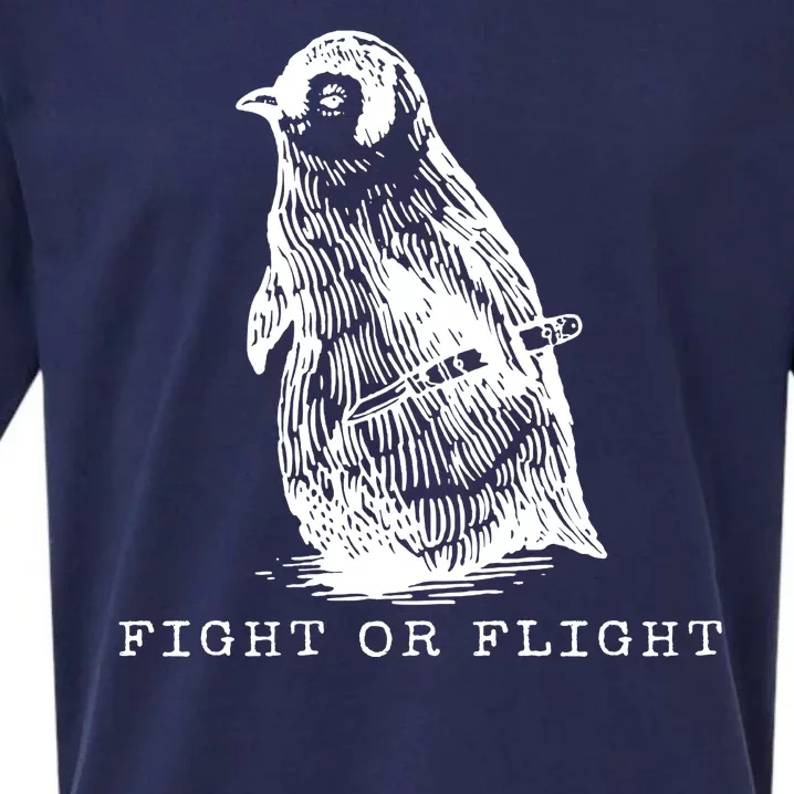 Fight Or Flight Funny Penguin Meme Sueded Cloud Jersey T-Shirt