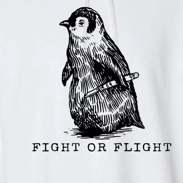 Fight Or Flight Funny Penguin Meme Garment-Dyed Fleece Hoodie