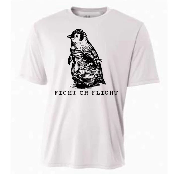 Fight Or Flight Funny Penguin Meme Cooling Performance Crew T-Shirt