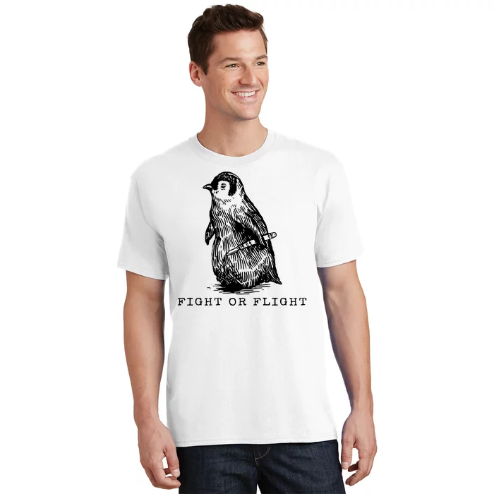 Fight Or Flight Funny Penguin Meme T-Shirt