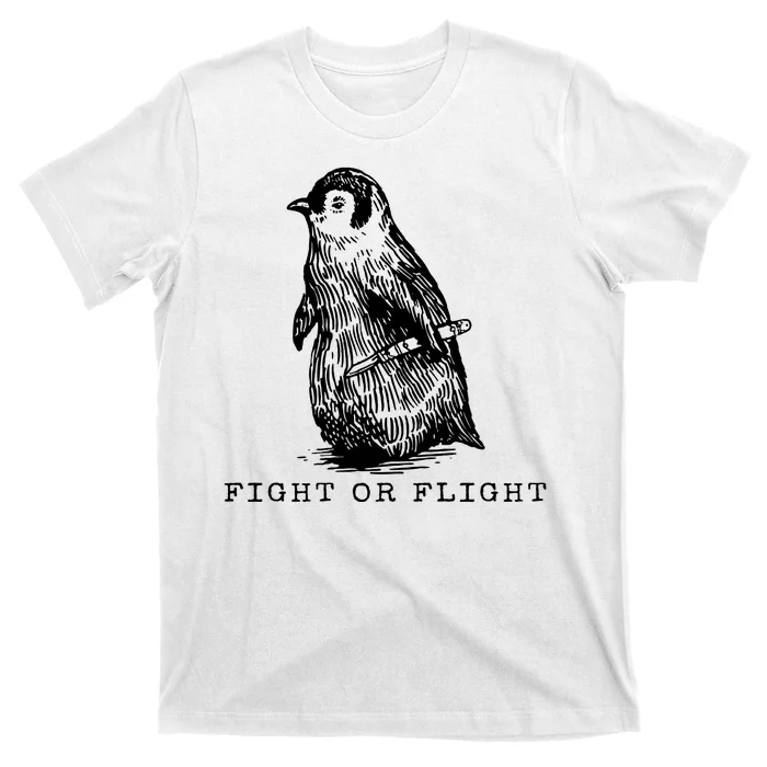 Fight Or Flight Funny Penguin Meme T-Shirt