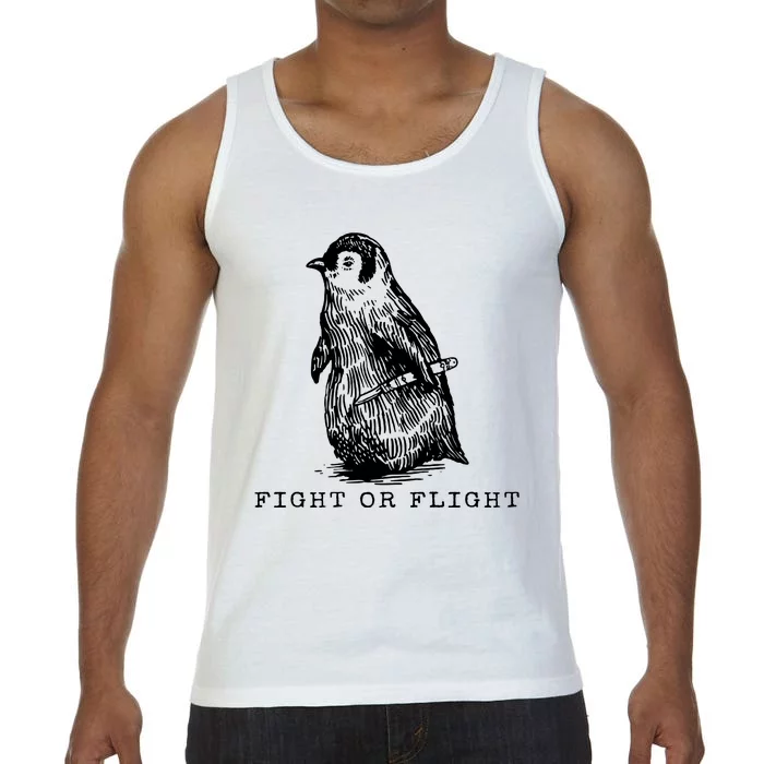 Fight Or Flight Funny Penguin Meme Comfort Colors® Tank Top