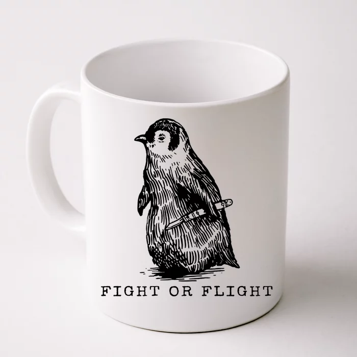 Fight Or Flight Funny Penguin Meme Front & Back Coffee Mug